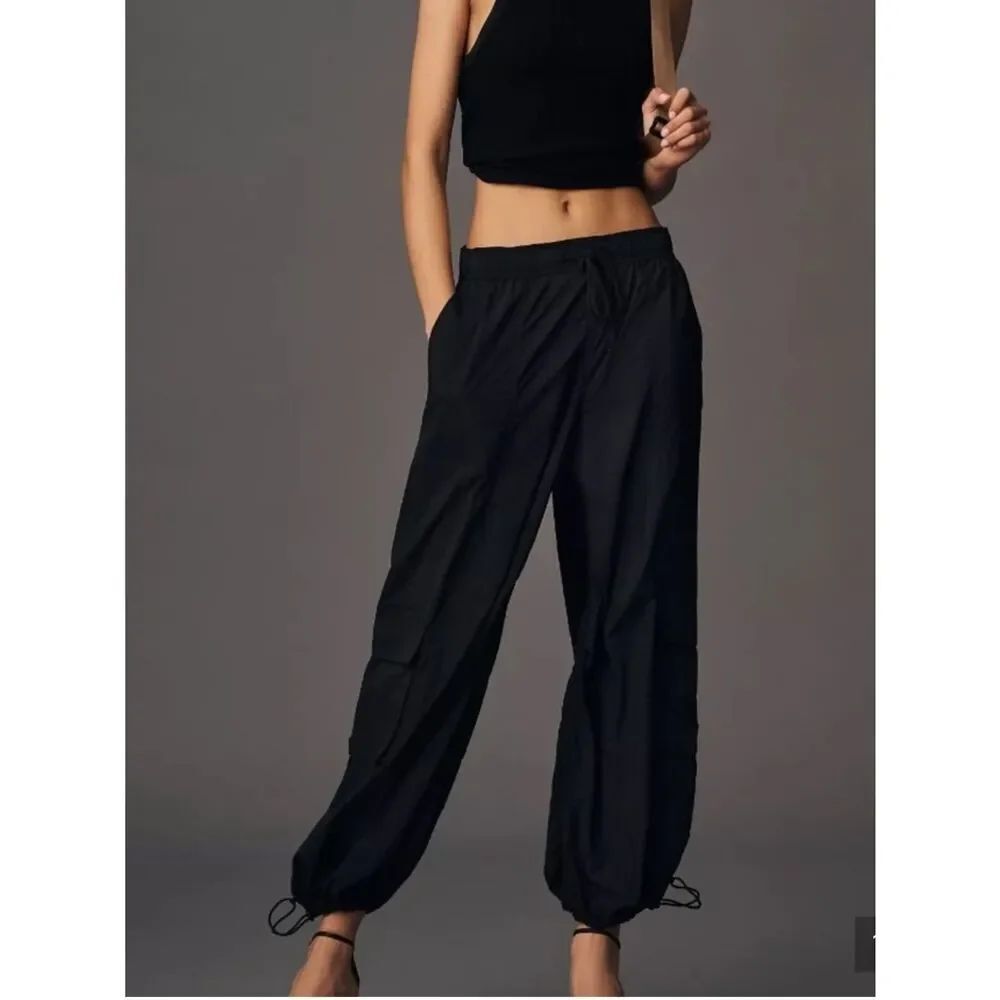 Daily Practice Anthropologie Black Parachute Cargo Pants Womens Large Petite